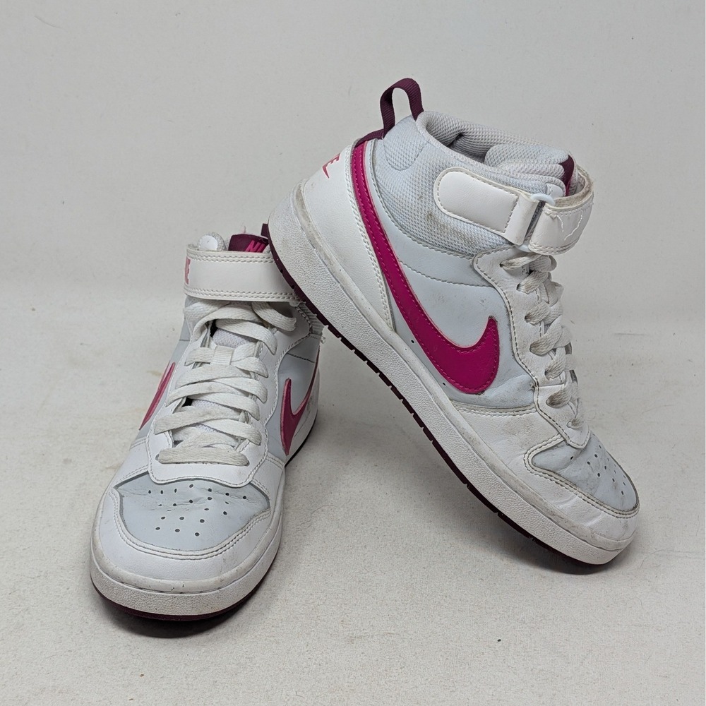 Nike Court Borough Mid 2 White Pink Sneakers CD7782-006 Youth 4.5Y
